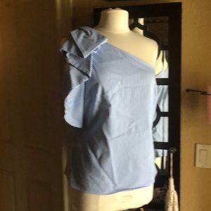 One shoulder striped blouse